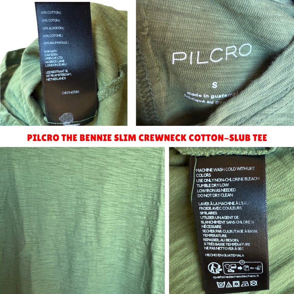 Pilcro The Bennie Slim Crewneck Tee Anthropologie Olive Green Cotton Slub S - Picture 8 of 15